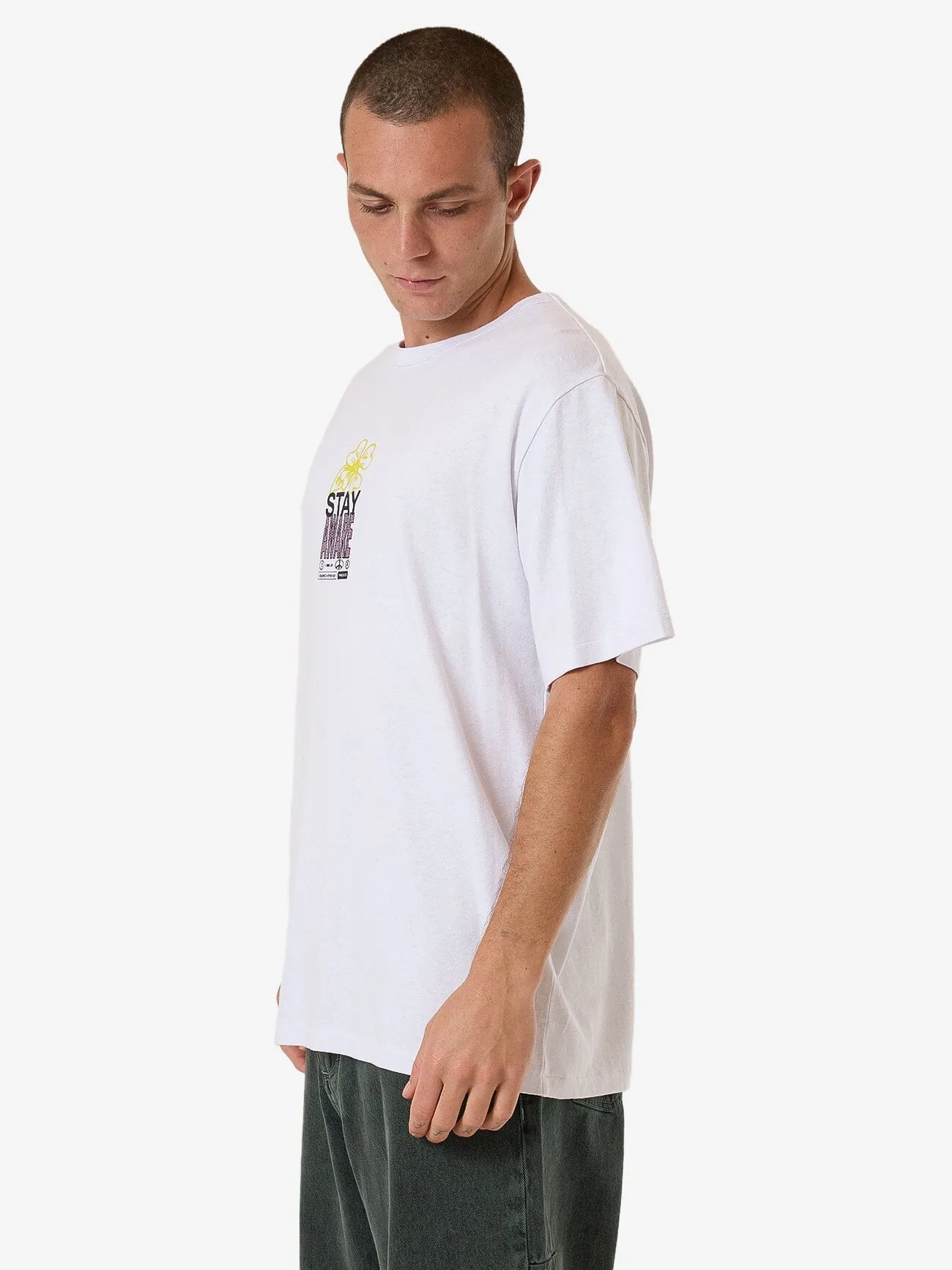 Hemp Stay Aware Merch Fit Tee - Lucent White