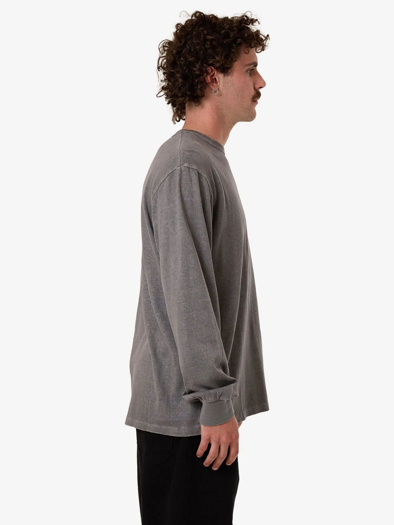 Hemp Thrills Embro Merch Fit Long Sleeve Tee - Grey Ash