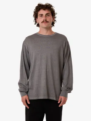 Hemp Thrills Embro Merch Fit Long Sleeve Tee - Grey Ash