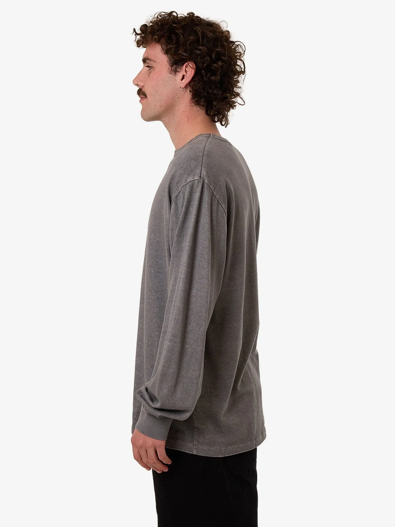 Hemp Thrills Embro Merch Fit Long Sleeve Tee - Grey Ash