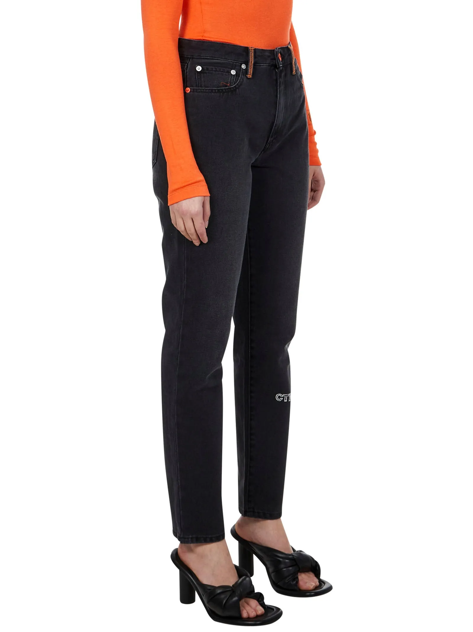Heron Preston Logo Patch Slim Fit Jeans