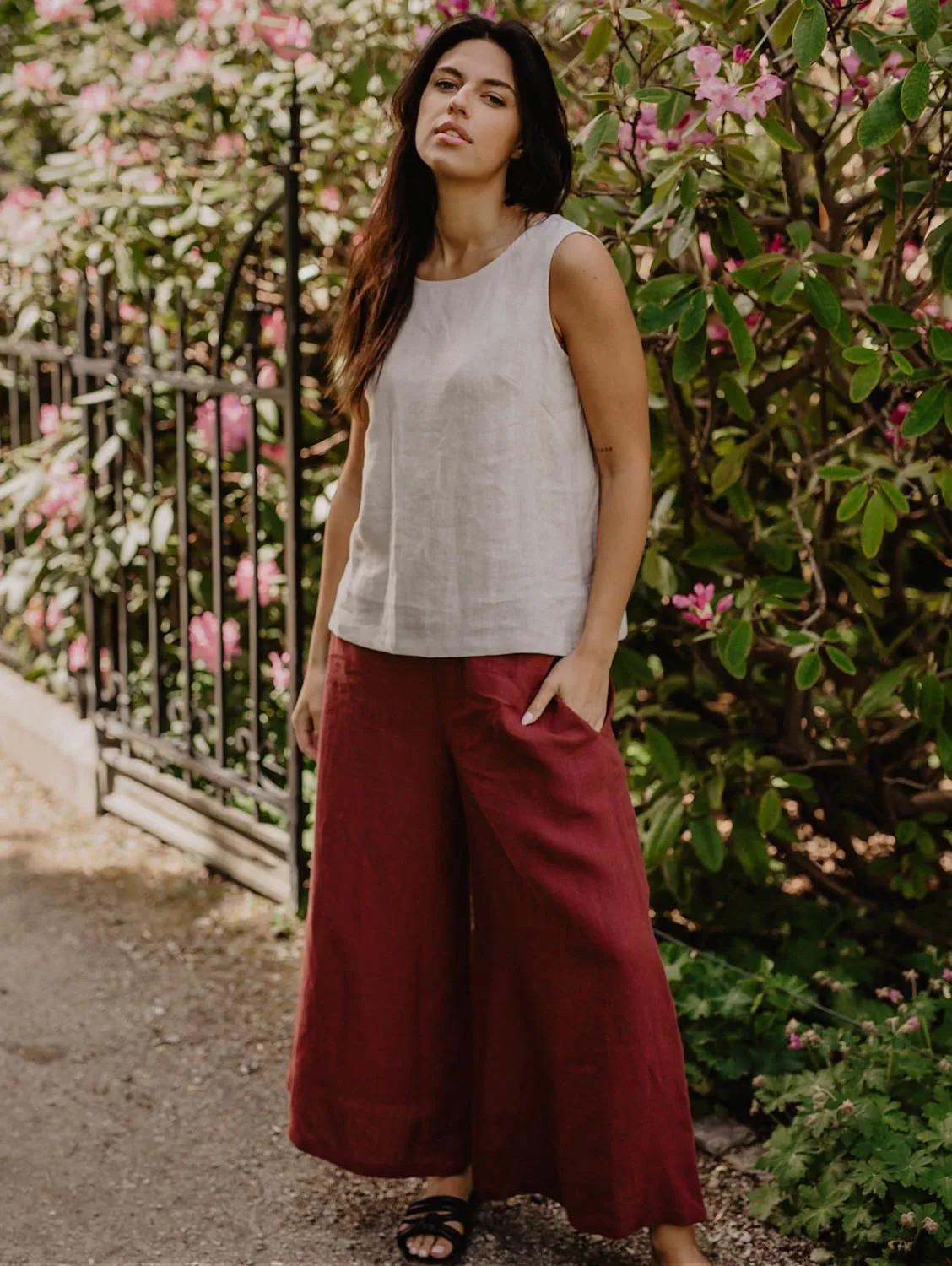 Isabella Women's Wide Linen Trousers | Multiple Colours