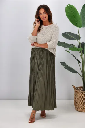 Jane James Tess Crushed Skirt Olive