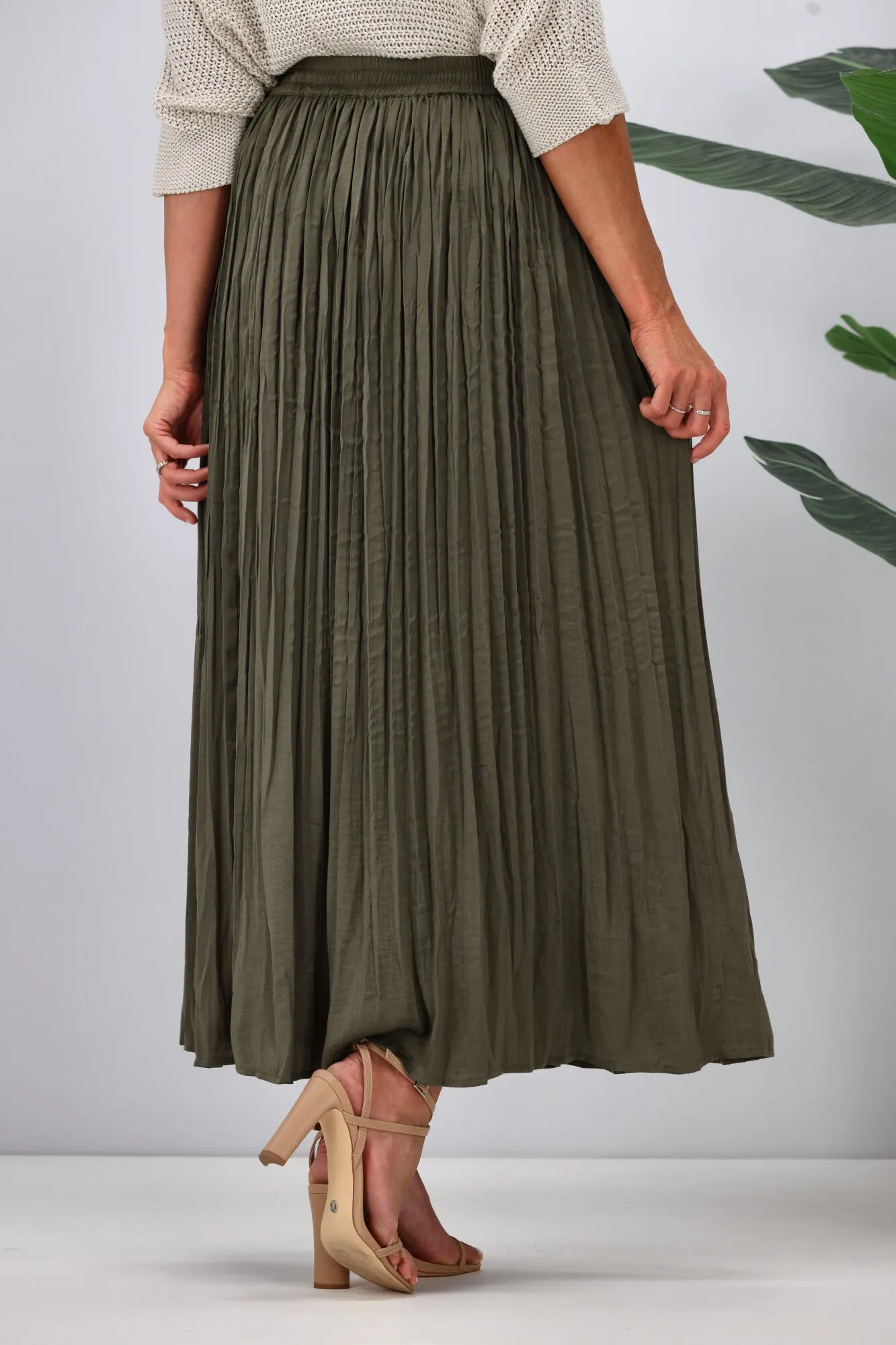 Jane James Tess Crushed Skirt Olive