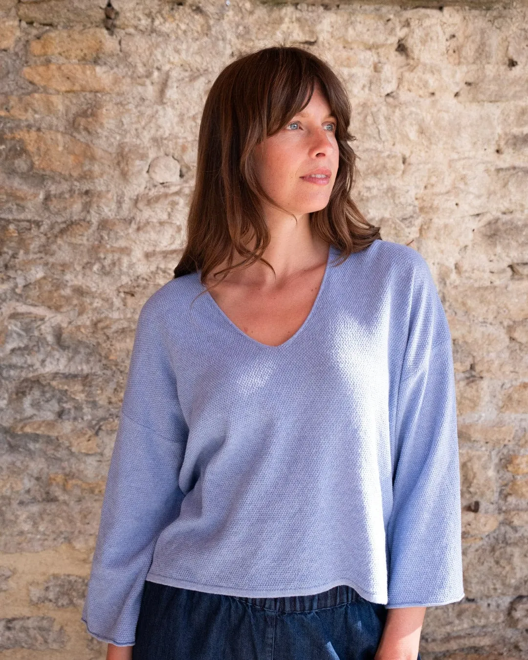 Jody Women's Cotton Relaxed Jumper | Blue Melange