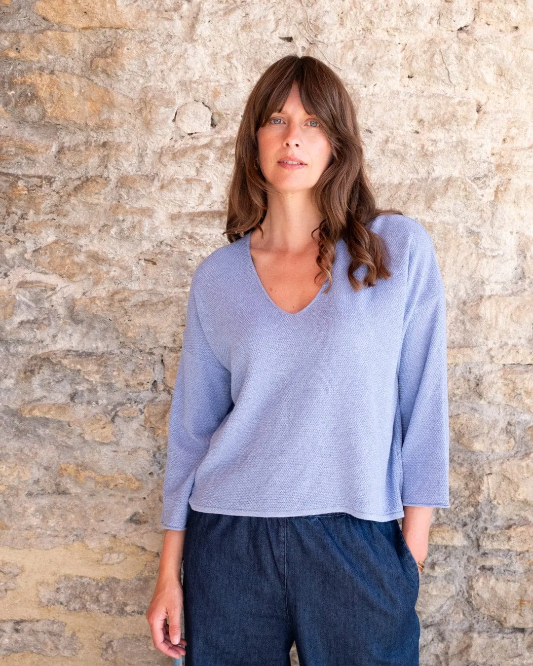 Jody Women's Cotton Relaxed Jumper | Blue Melange