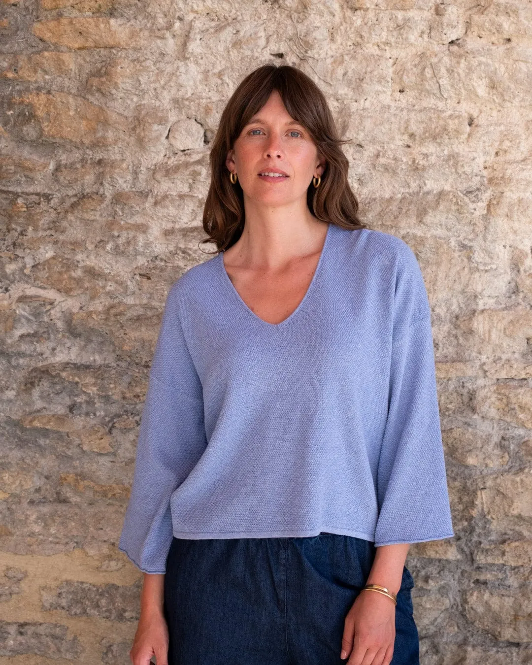 Jody Women's Cotton Relaxed Jumper | Blue Melange