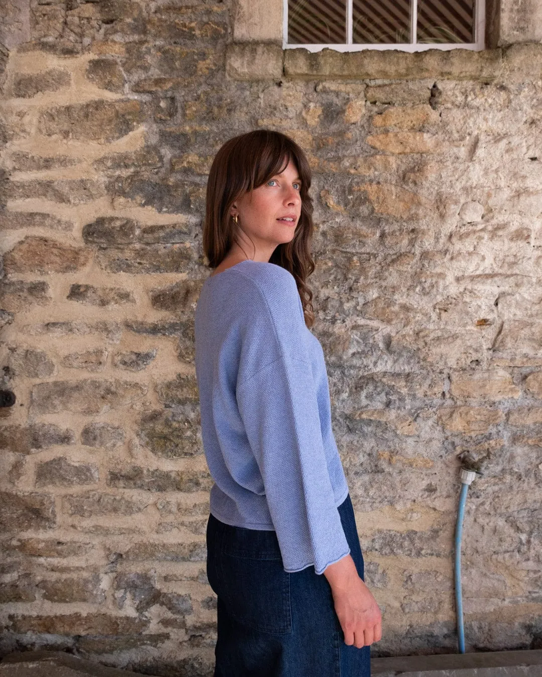 Jody Women's Cotton Relaxed Jumper | Blue Melange