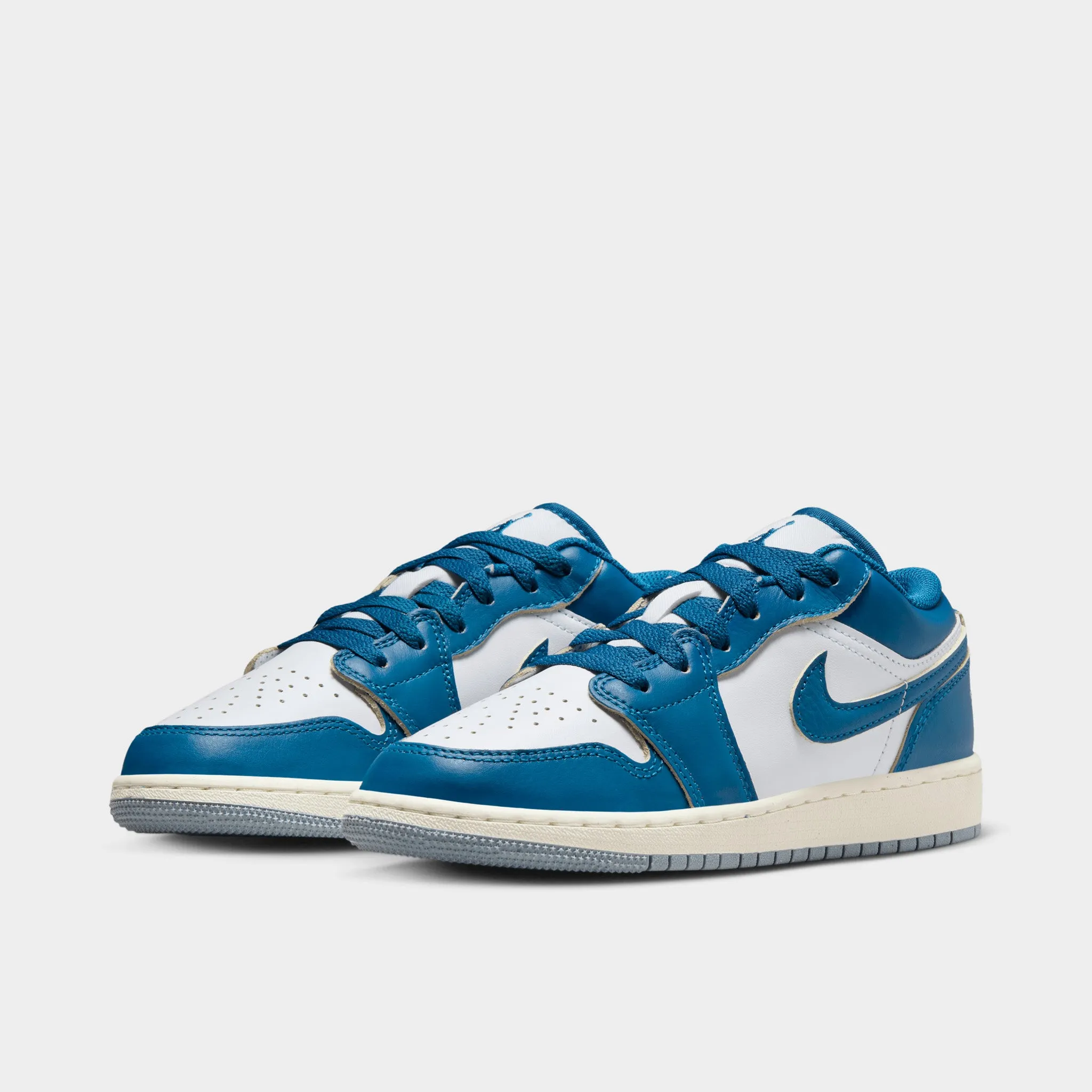 Jordan 1 Low GS White / Industrial Blue - Blue Grey