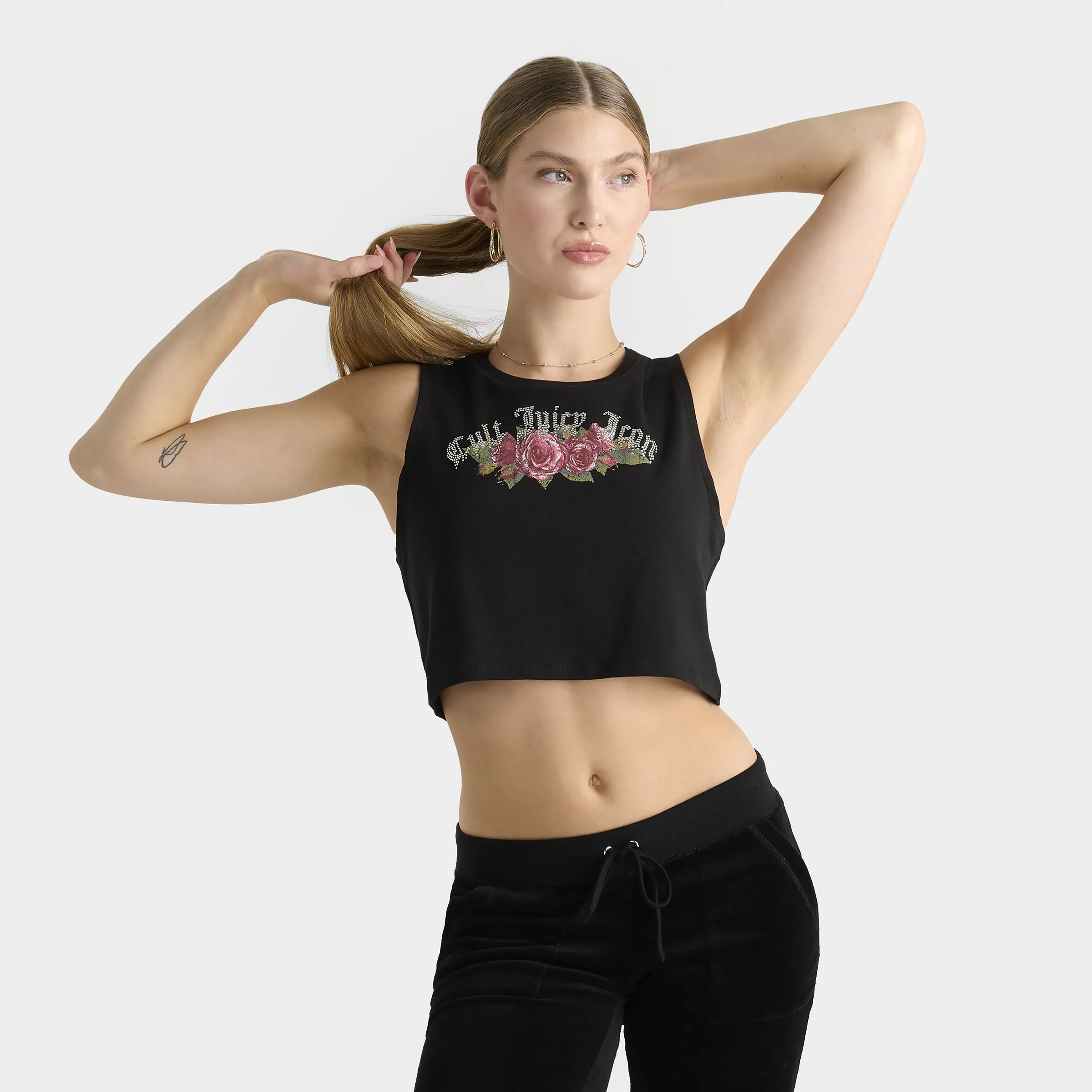 Juicy Couture Women's Cropped Fitted Graphic Tank / Black