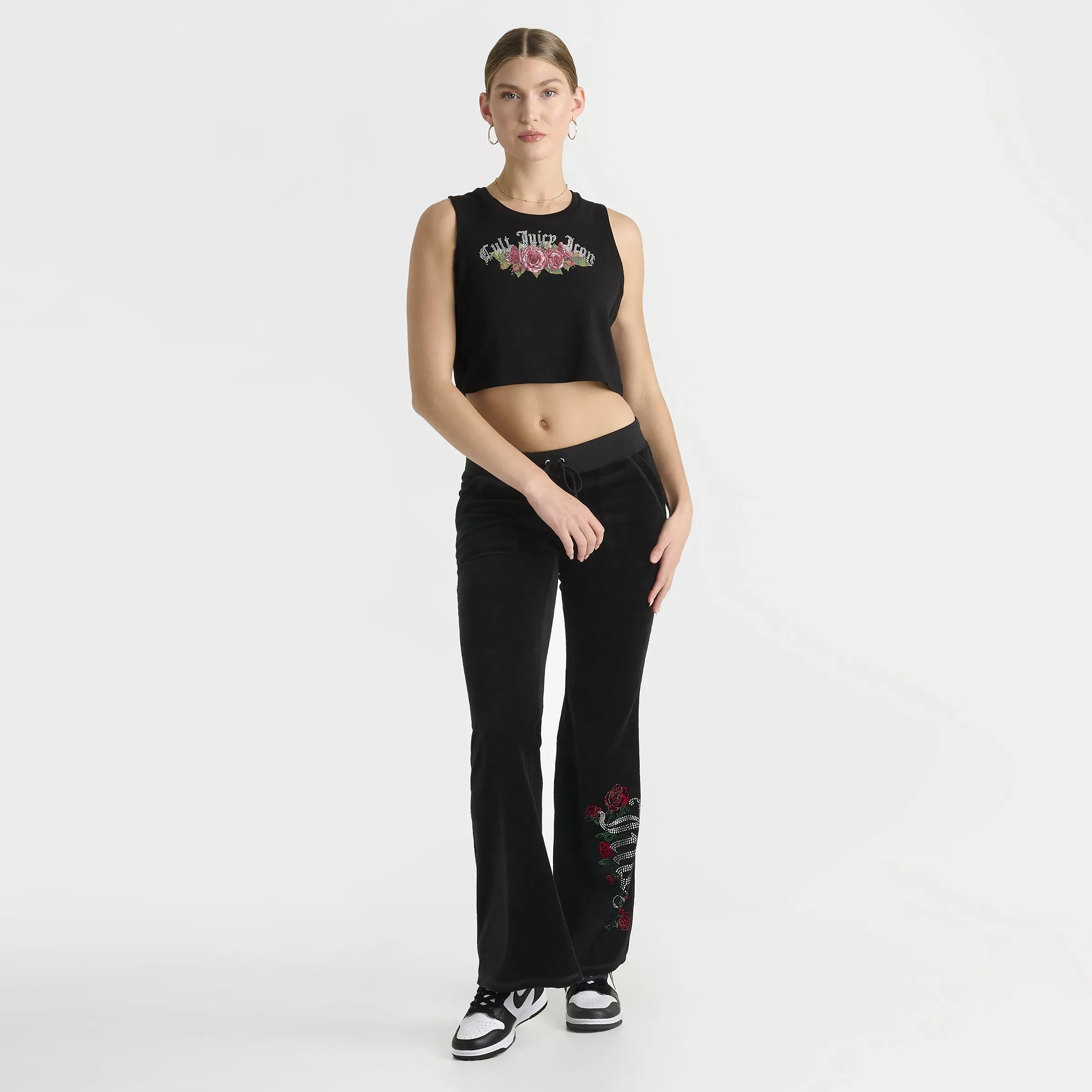 Juicy Couture Women's Cropped Fitted Graphic Tank / Black