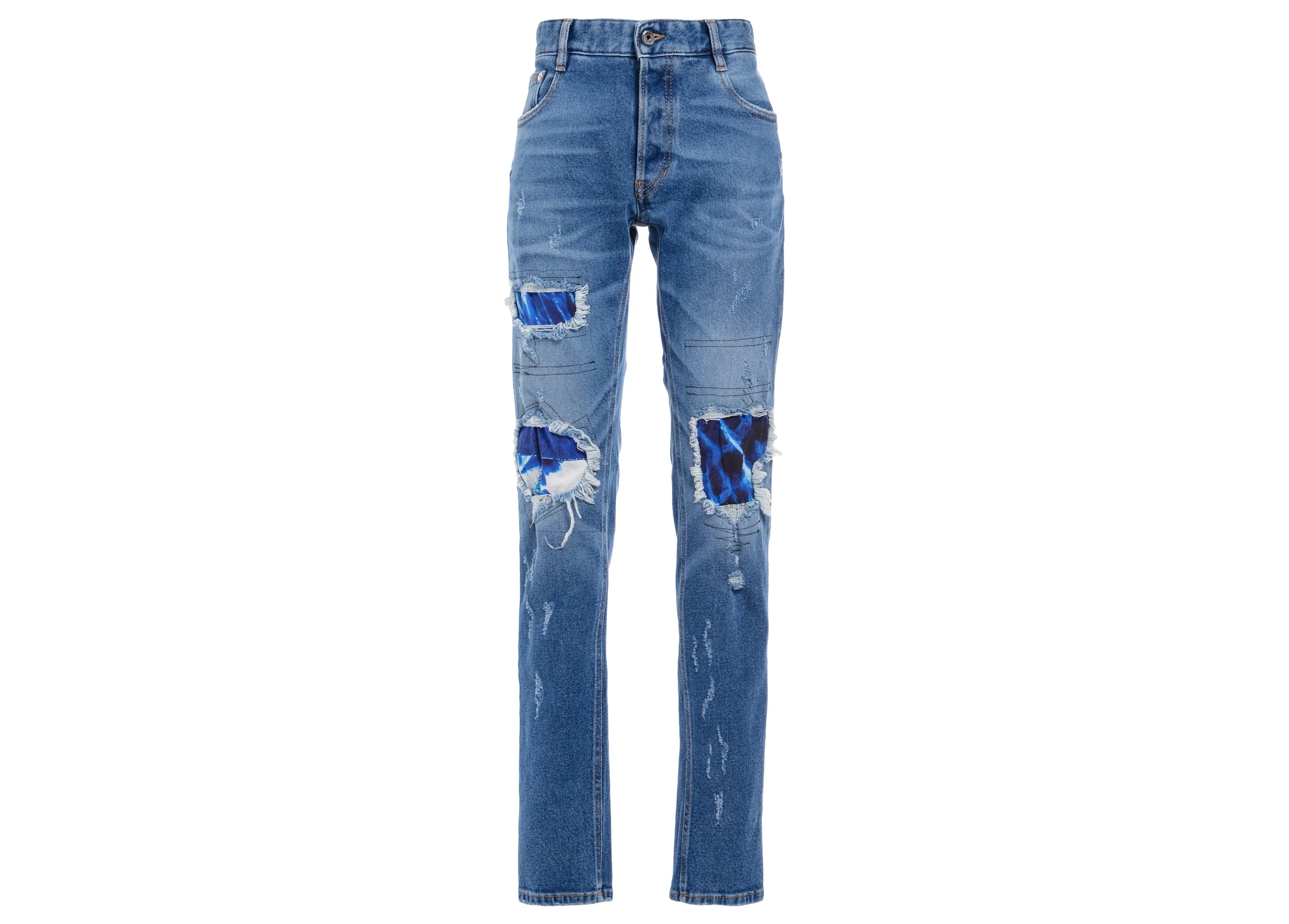 Just Cavalli Patches Under Rips Slim Fit Jeans