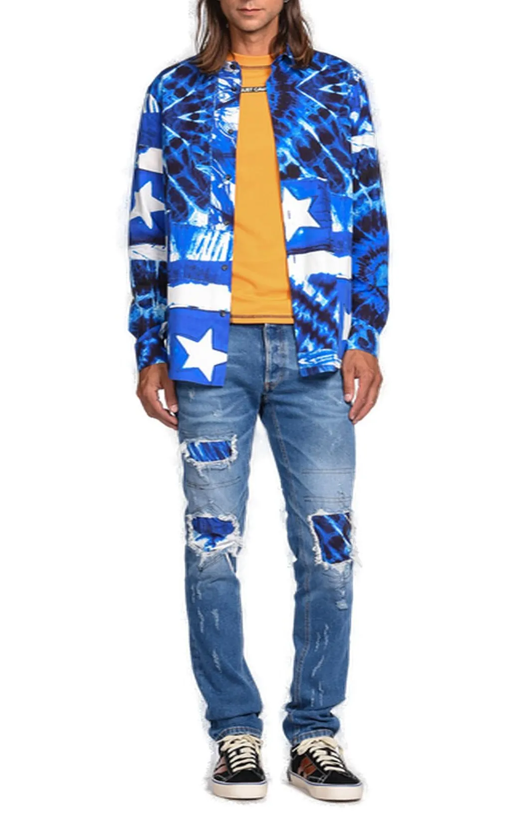 Just Cavalli Patches Under Rips Slim Fit Jeans