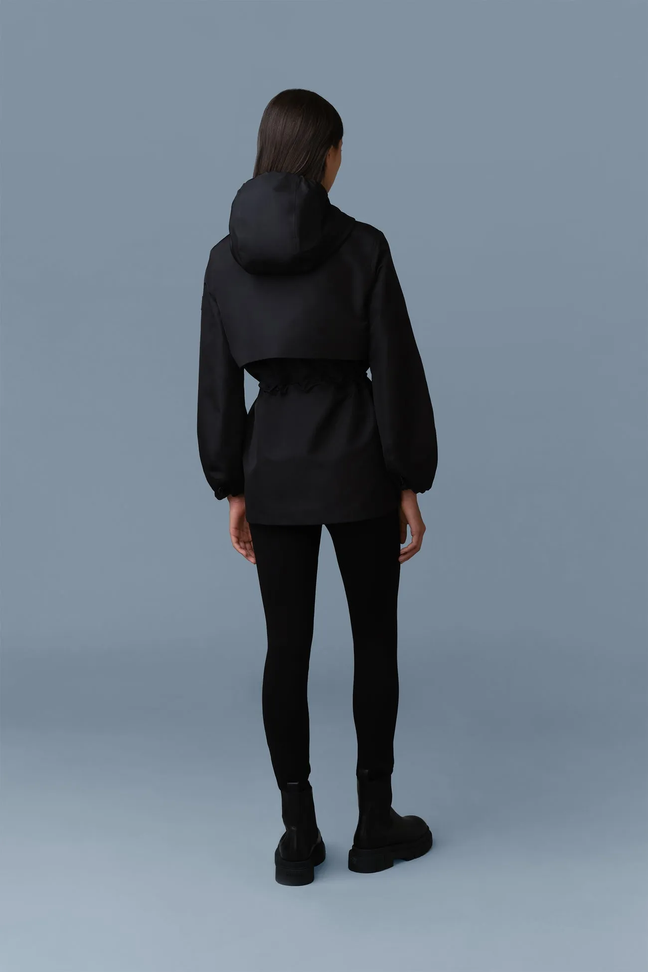 KALEA Technical Rain Jacket with Drawcord Waist BLACK-TRENCH