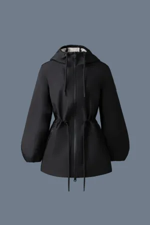 KALEA Technical Rain Jacket with Drawcord Waist BLACK-TRENCH