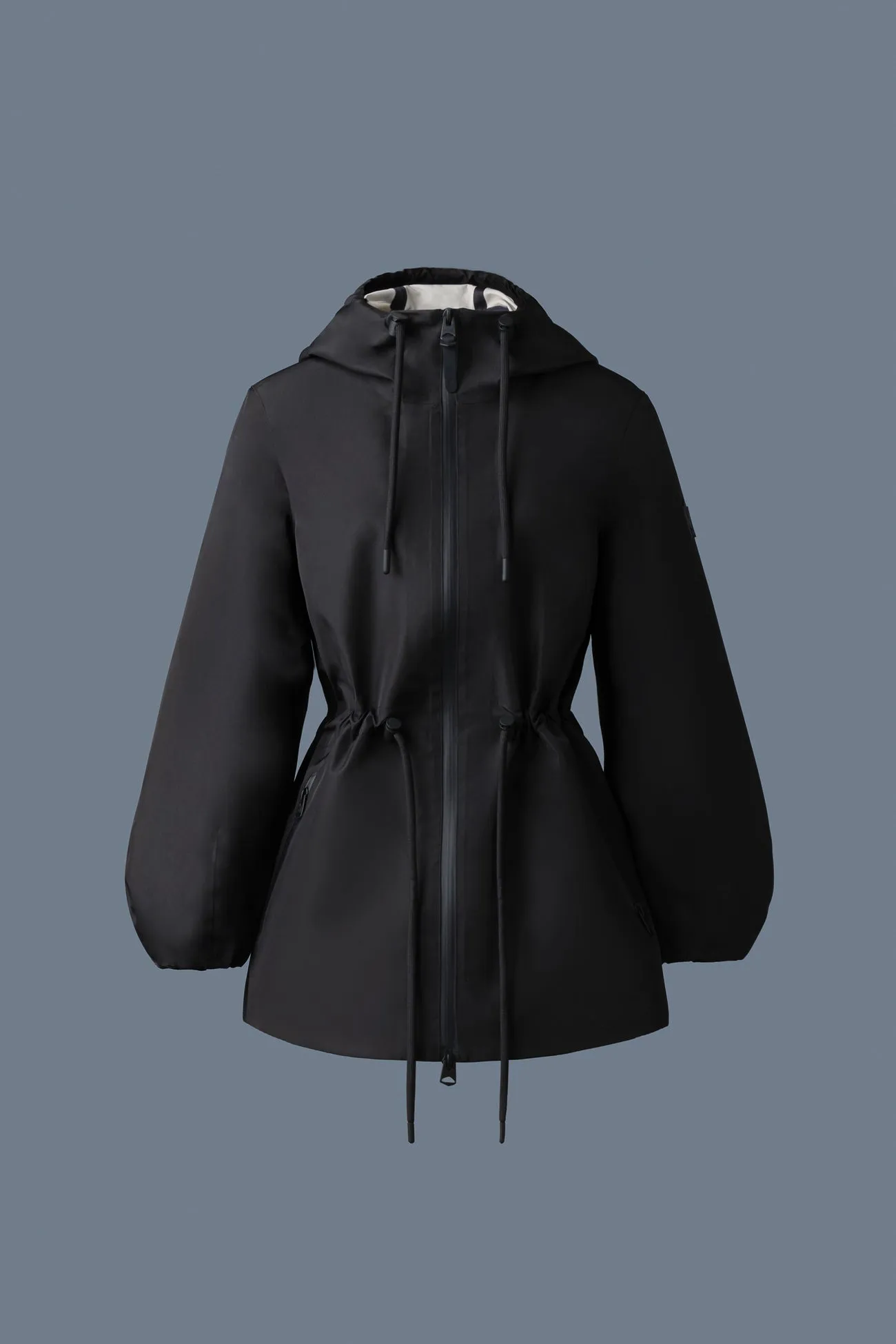 KALEA Technical Rain Jacket with Drawcord Waist BLACK-TRENCH