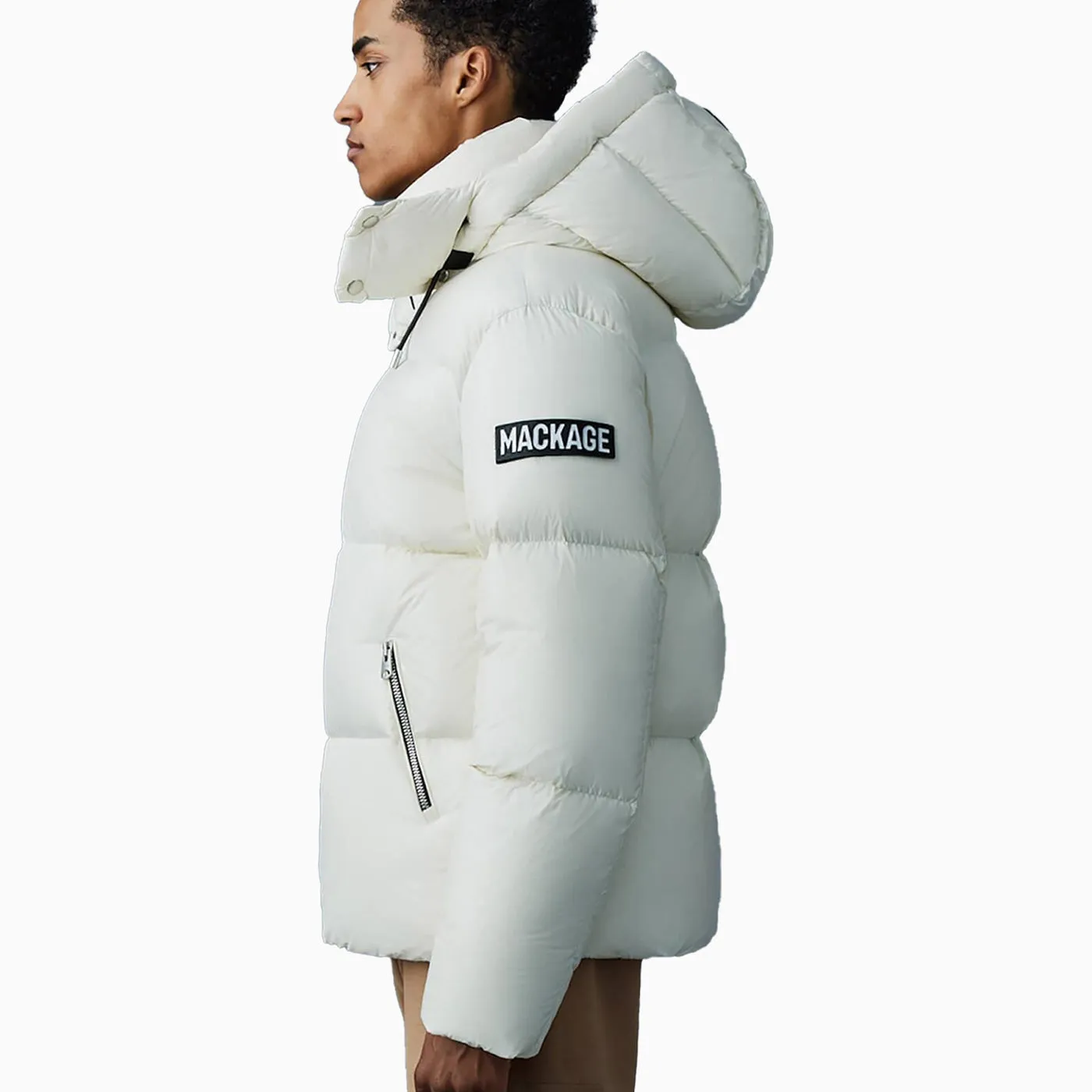 KENT-Z lustrous light down jacket with hood White
