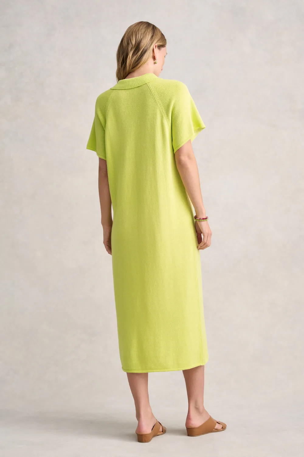 Linen Cotton Knit Dress - Bright Lime