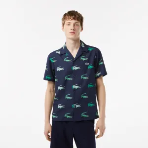 Men’s Golf Printed Short-sleeve Shirt Navy Blue