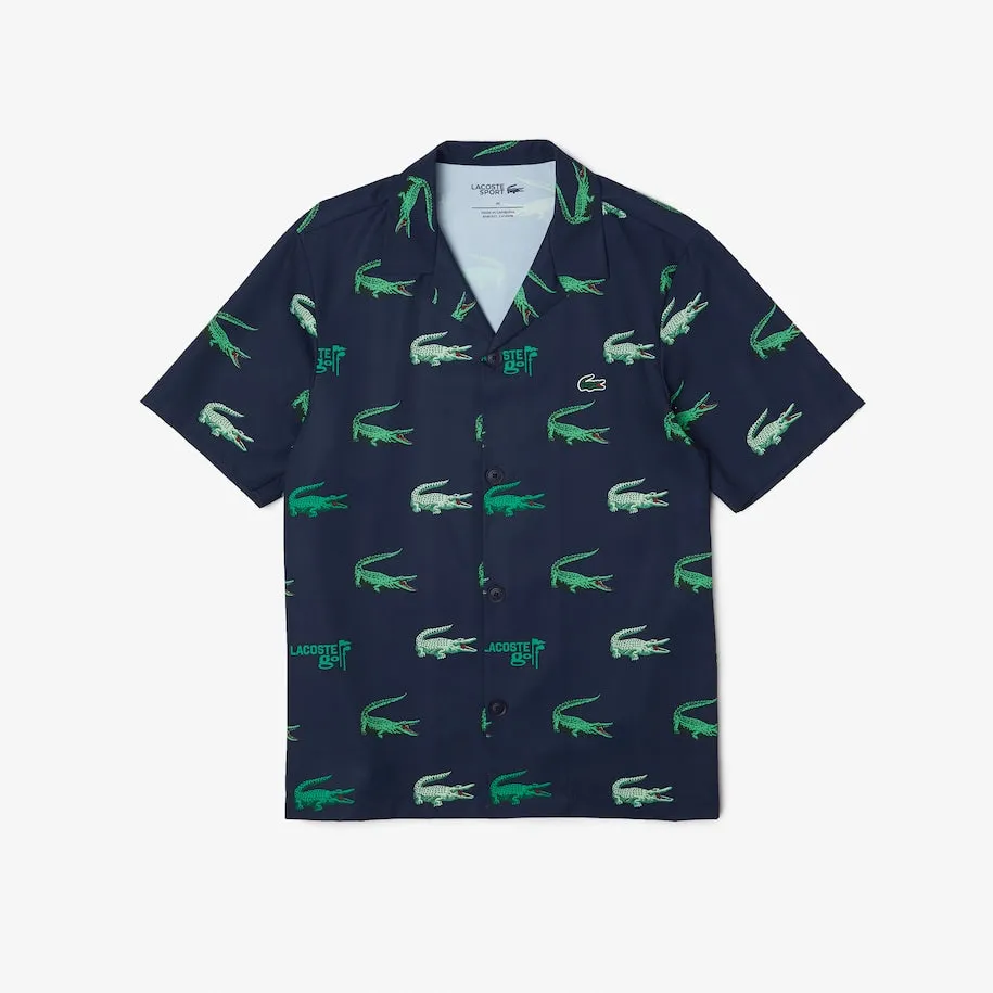Men’s Golf Printed Short-sleeve Shirt Navy Blue