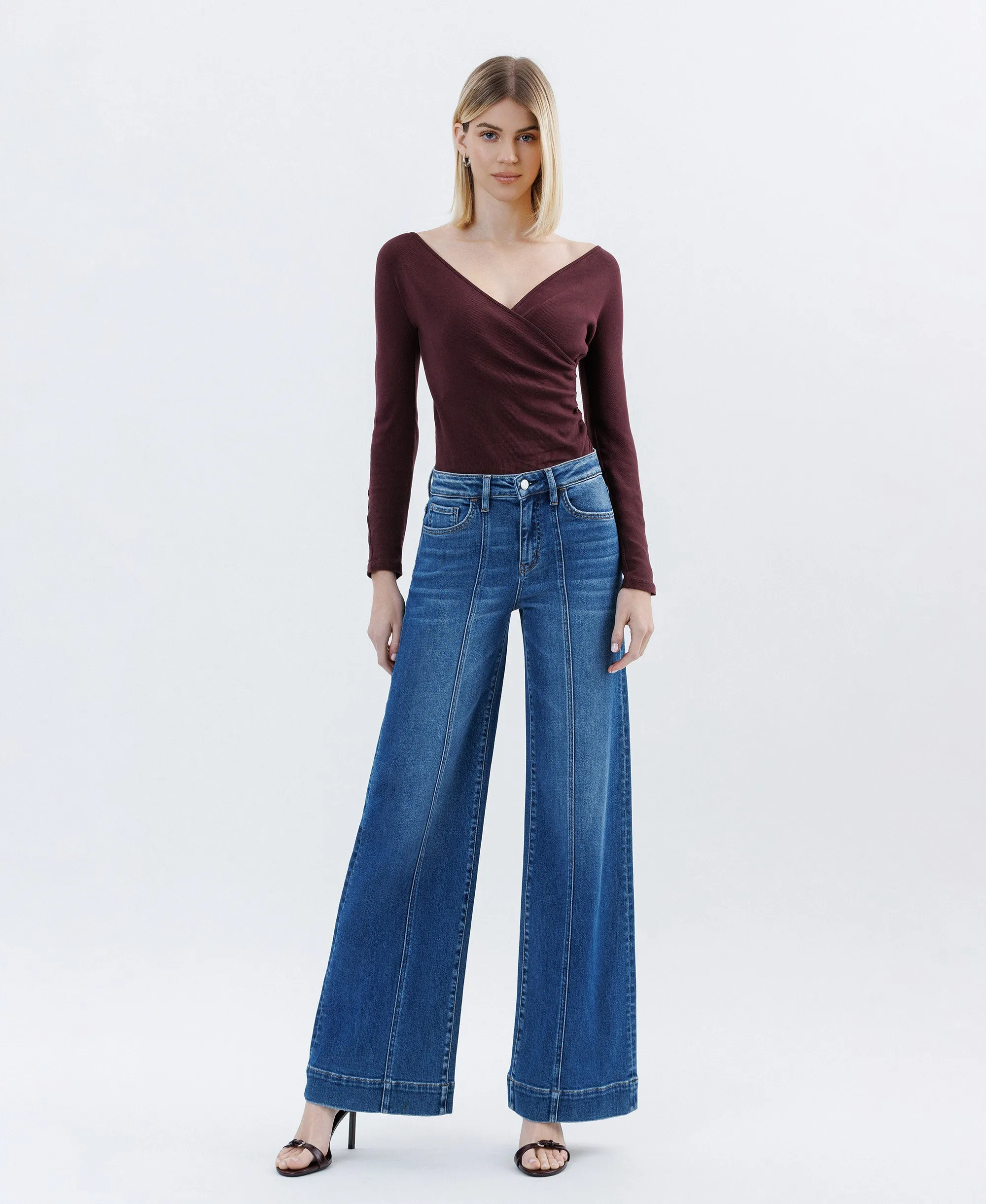 Moon Bar - High Rise Trouser Hem Extreme Wide Leg Jeans