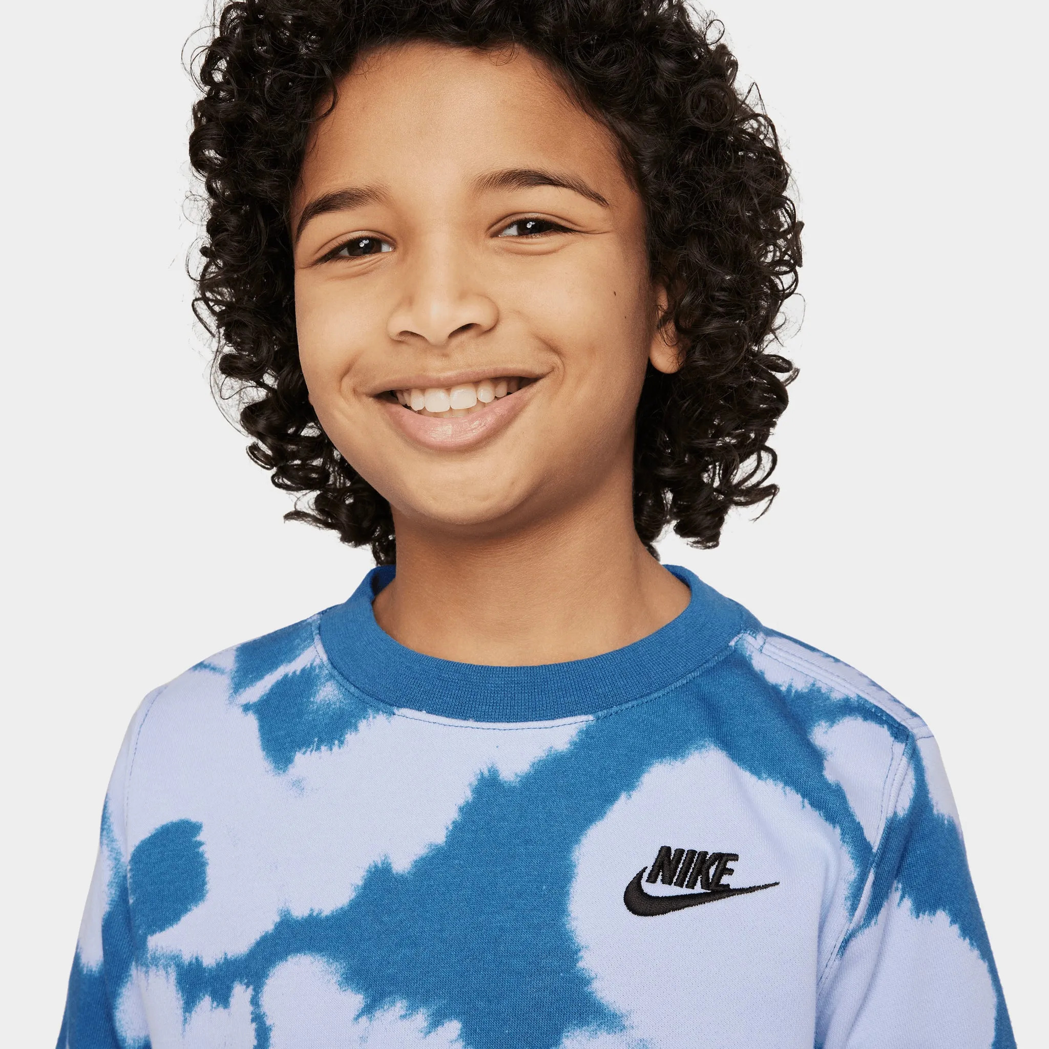 Nike Sportswear Junior Boys' Adult Connect AOP French Terry Crewneck Dark Marina Blue / Black