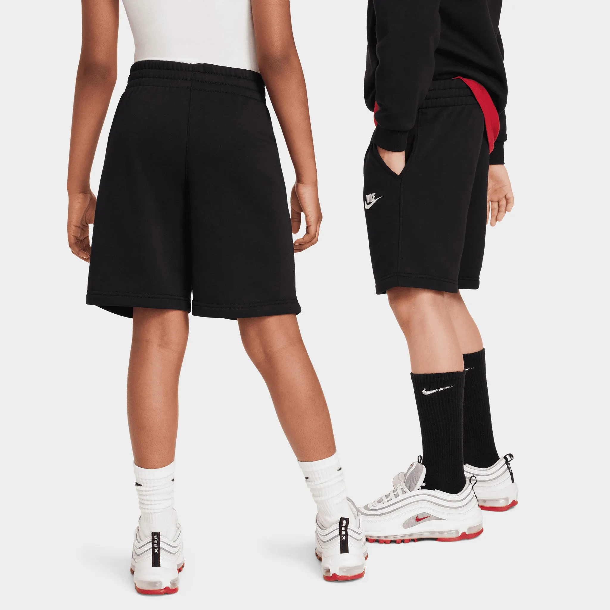 Nike Sportswear Juniors' Club Fleece French Terry Shorts Black / White