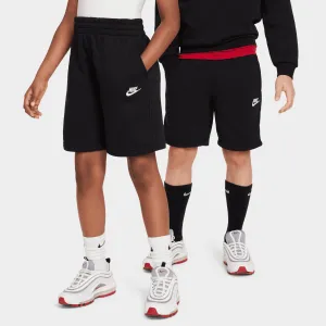 Nike Sportswear Juniors' Club Fleece French Terry Shorts Black / White