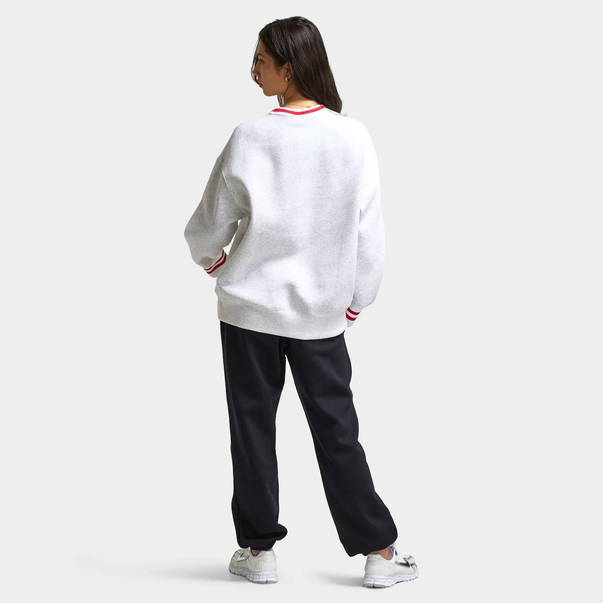 Nike Sportswear Women's Graphic Oversized Long Crewneck Sweatshirt / Birch Heather