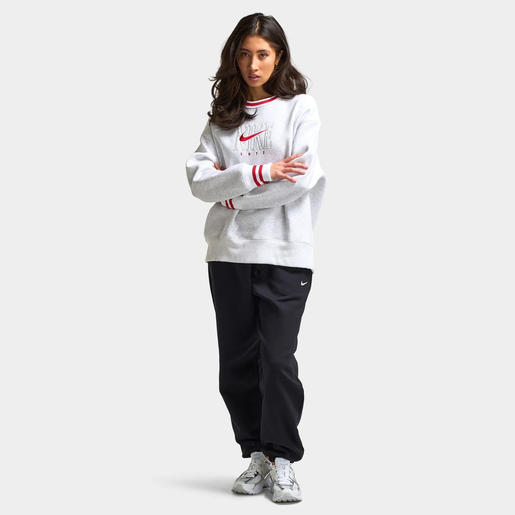 Nike Sportswear Women's Graphic Oversized Long Crewneck Sweatshirt / Birch Heather