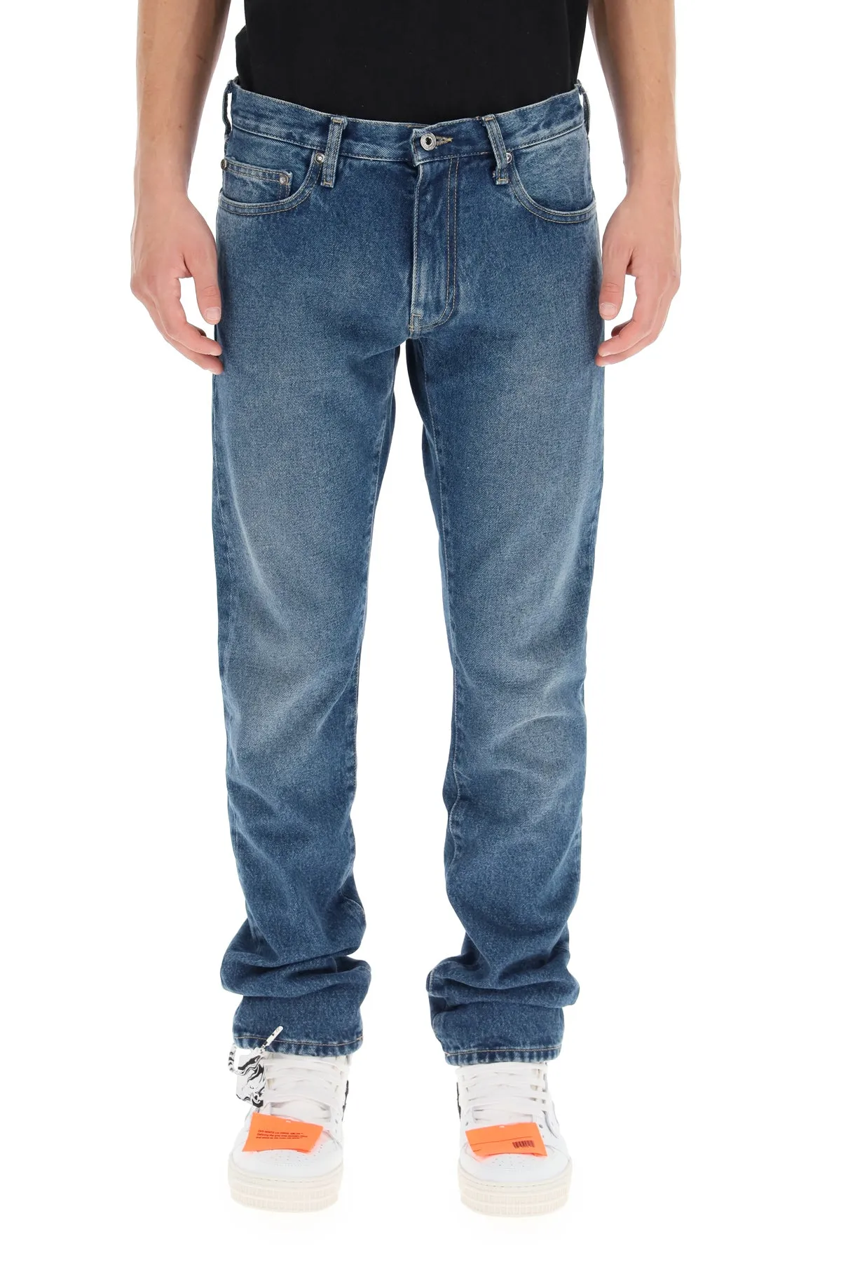 Off-White Logo Patch Slim Fit Jeans