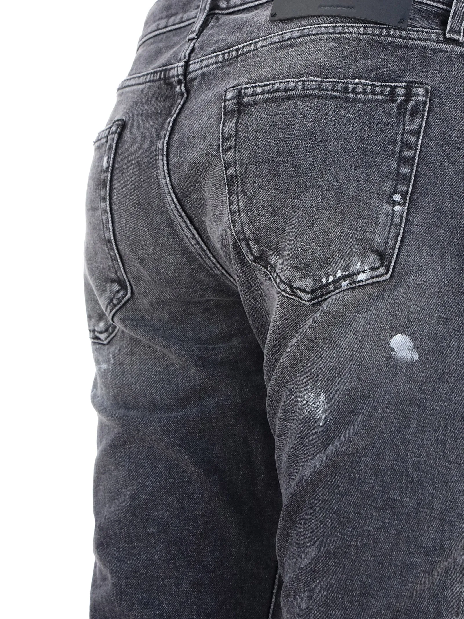 Off-White Paint Effect Slim Fit Jeans