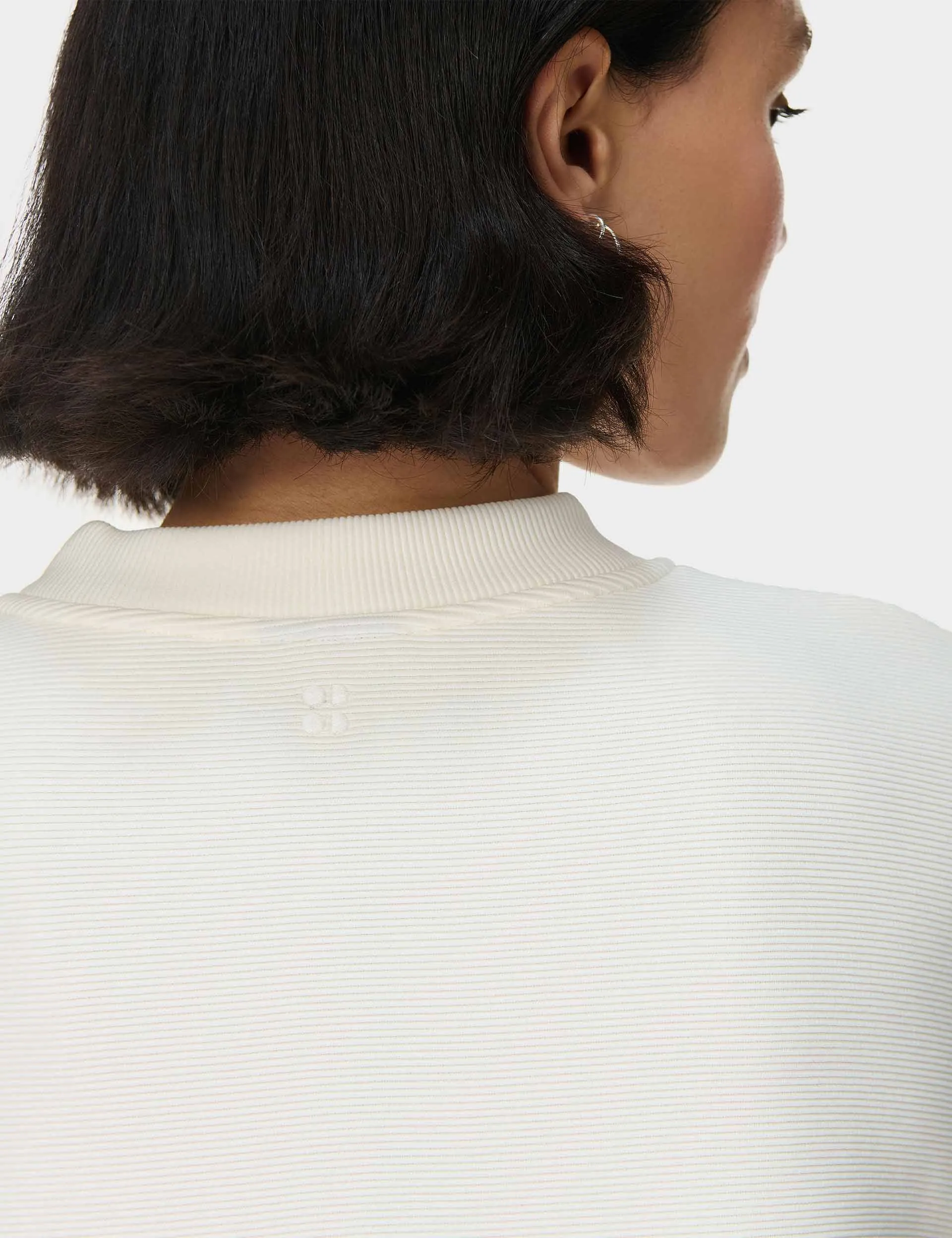 Peaceful Ribbed Sweatshirt - Lily White