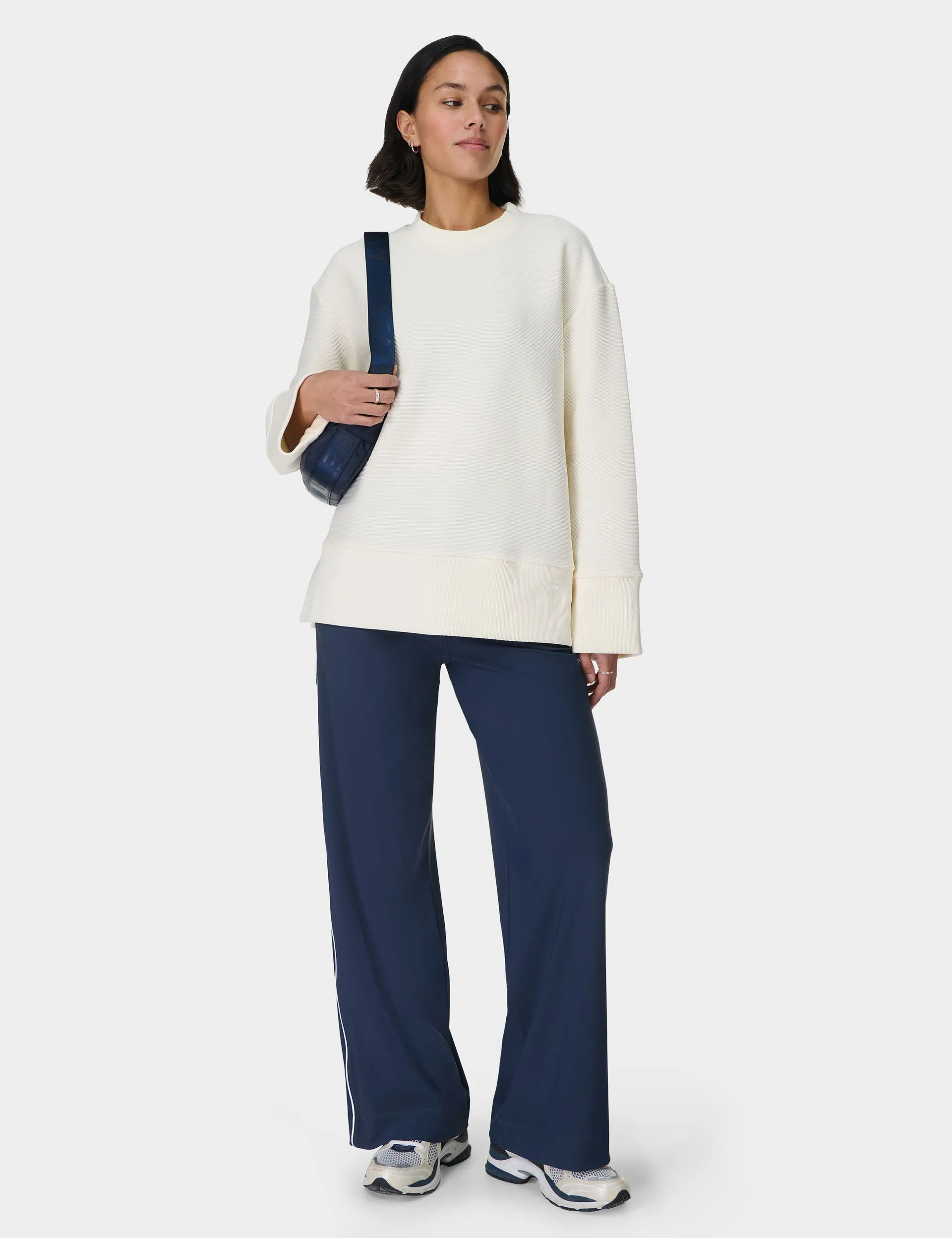 Peaceful Ribbed Sweatshirt - Lily White