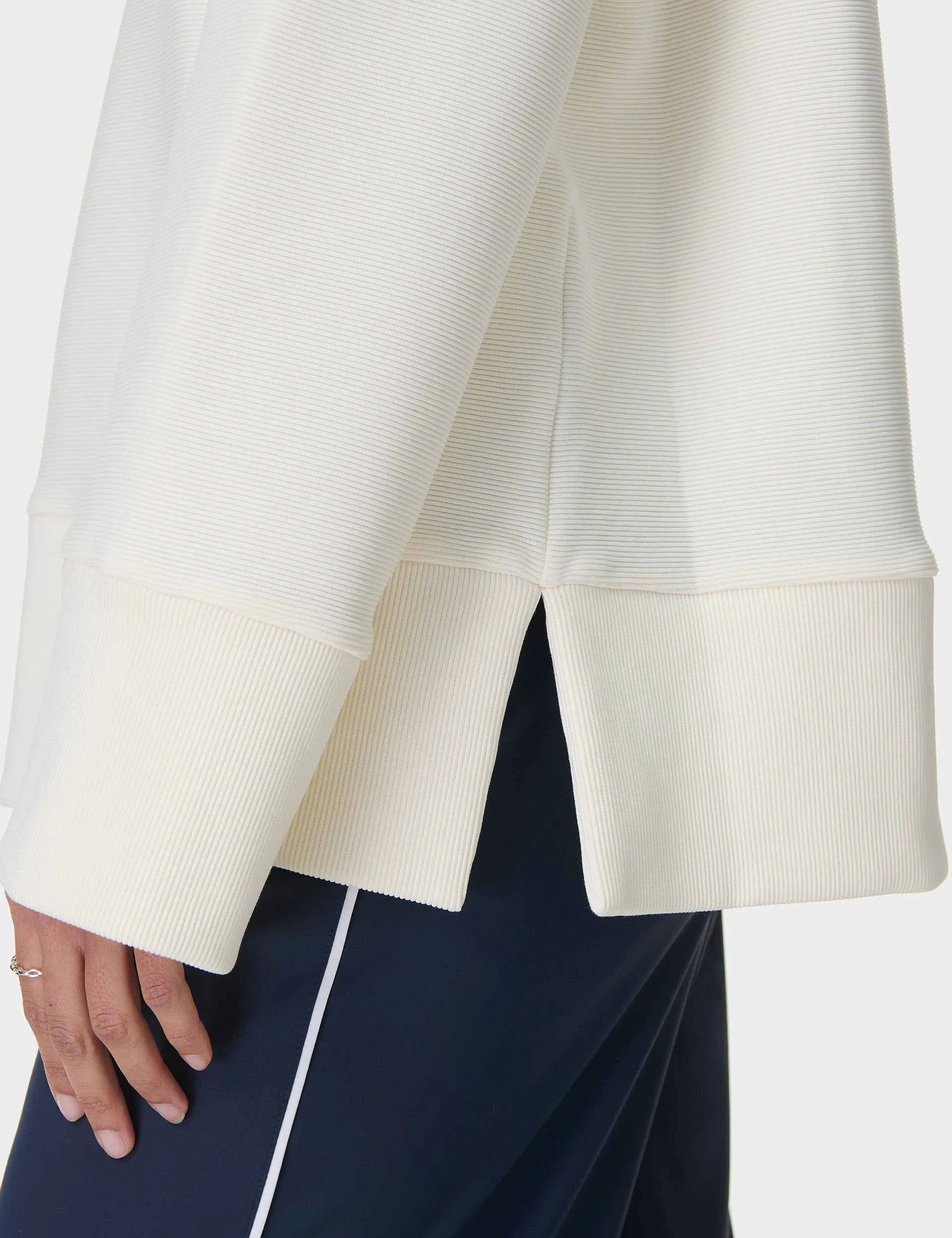 Peaceful Ribbed Sweatshirt - Lily White