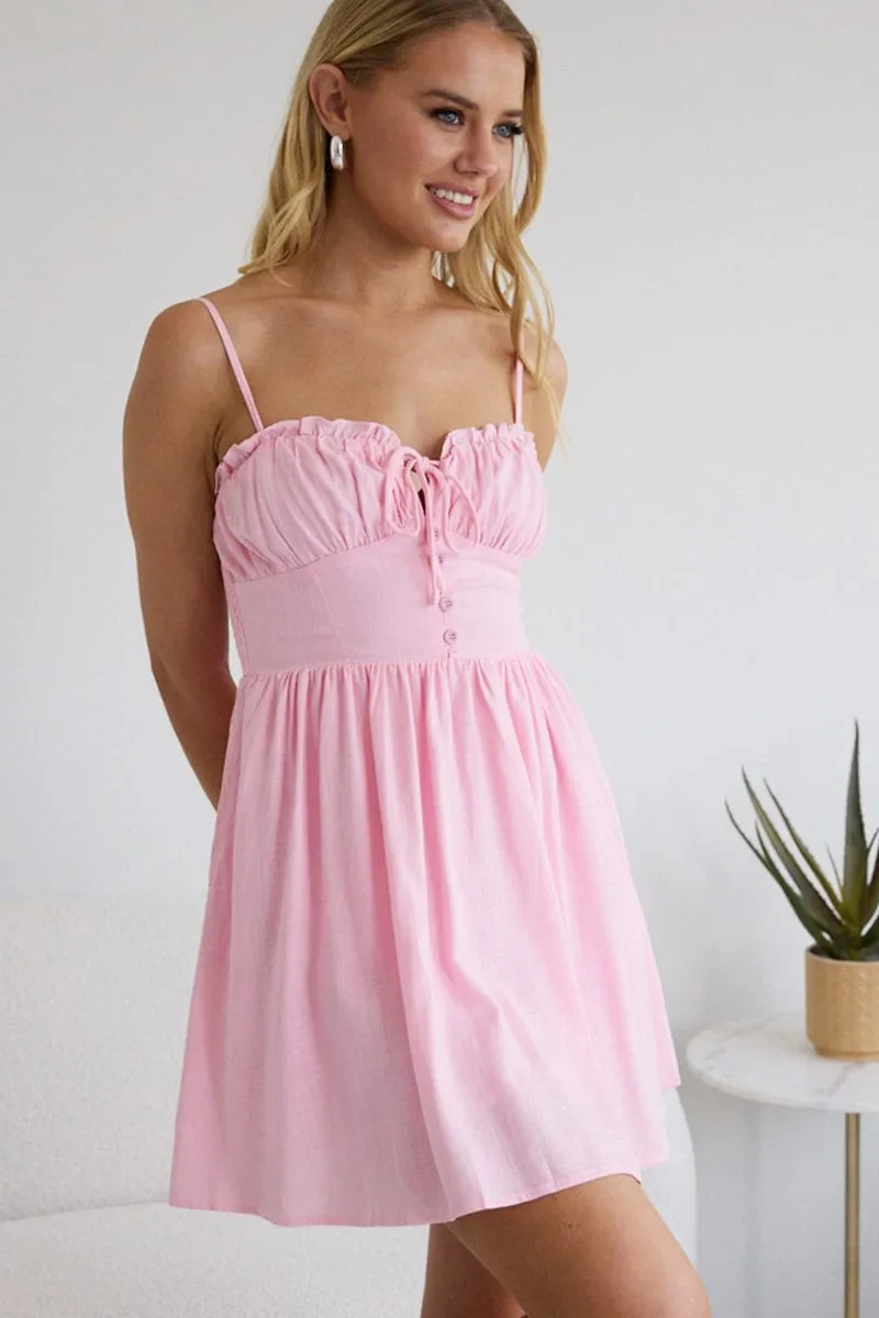 Pink Fit And Flare Dress Mini