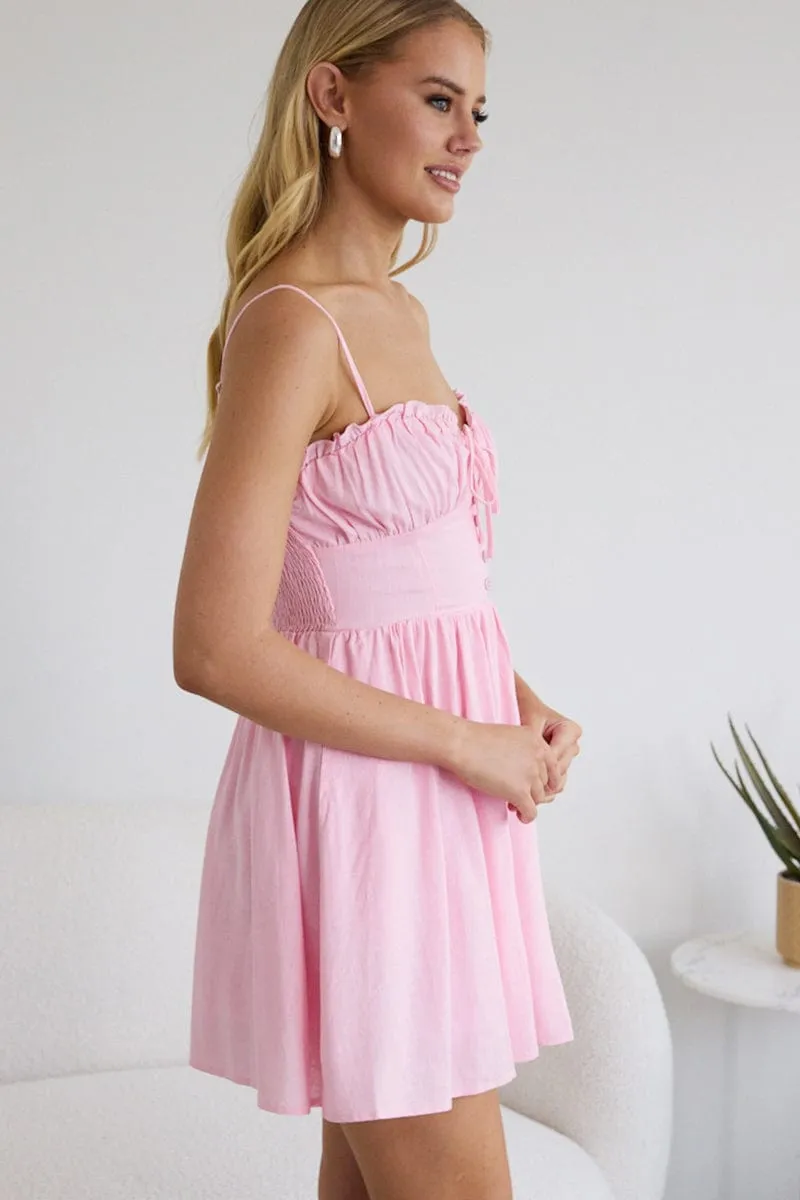 Pink Fit And Flare Dress Mini