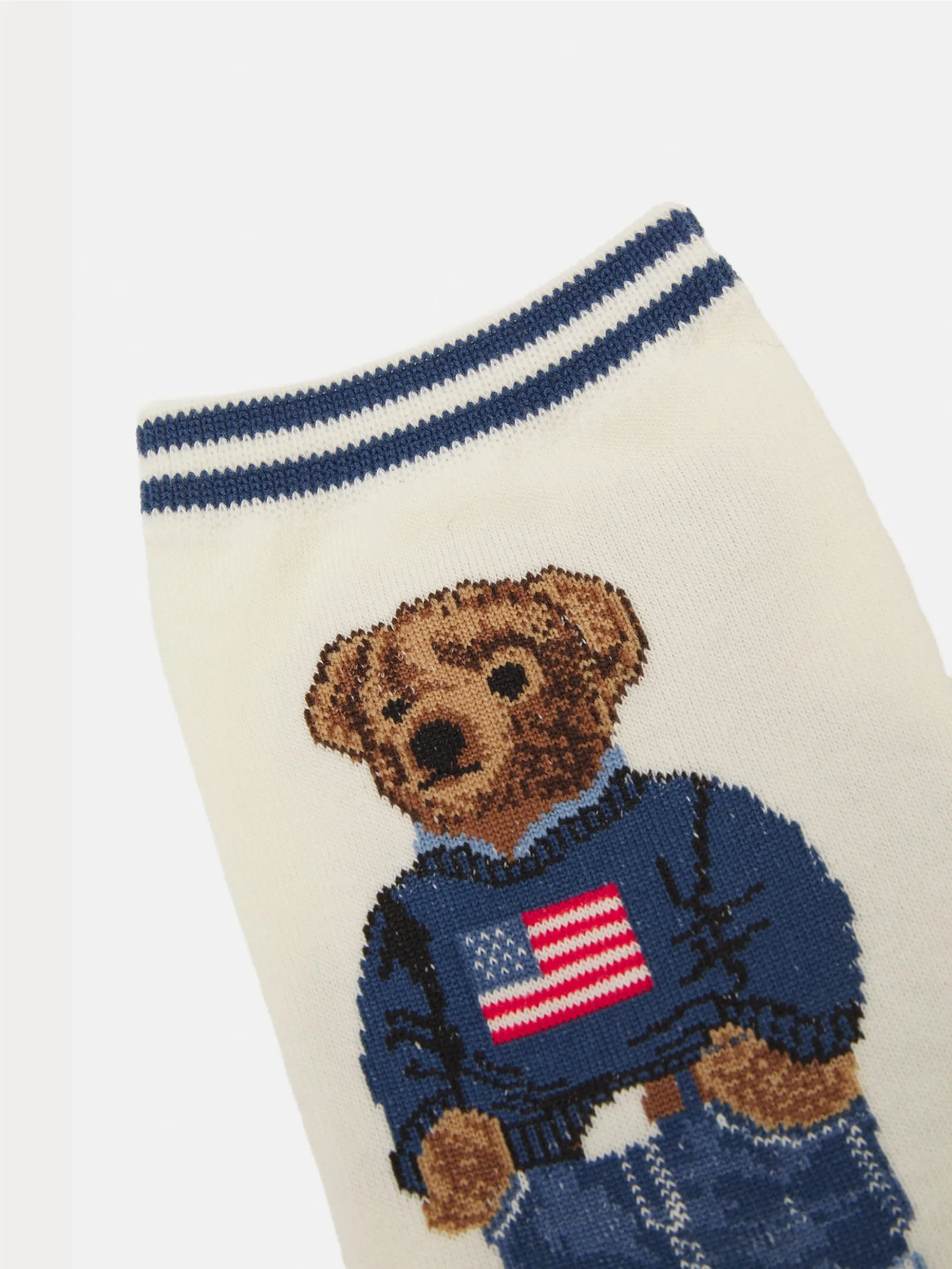 Polo Bear Embroidered Socks Ivory/Blue