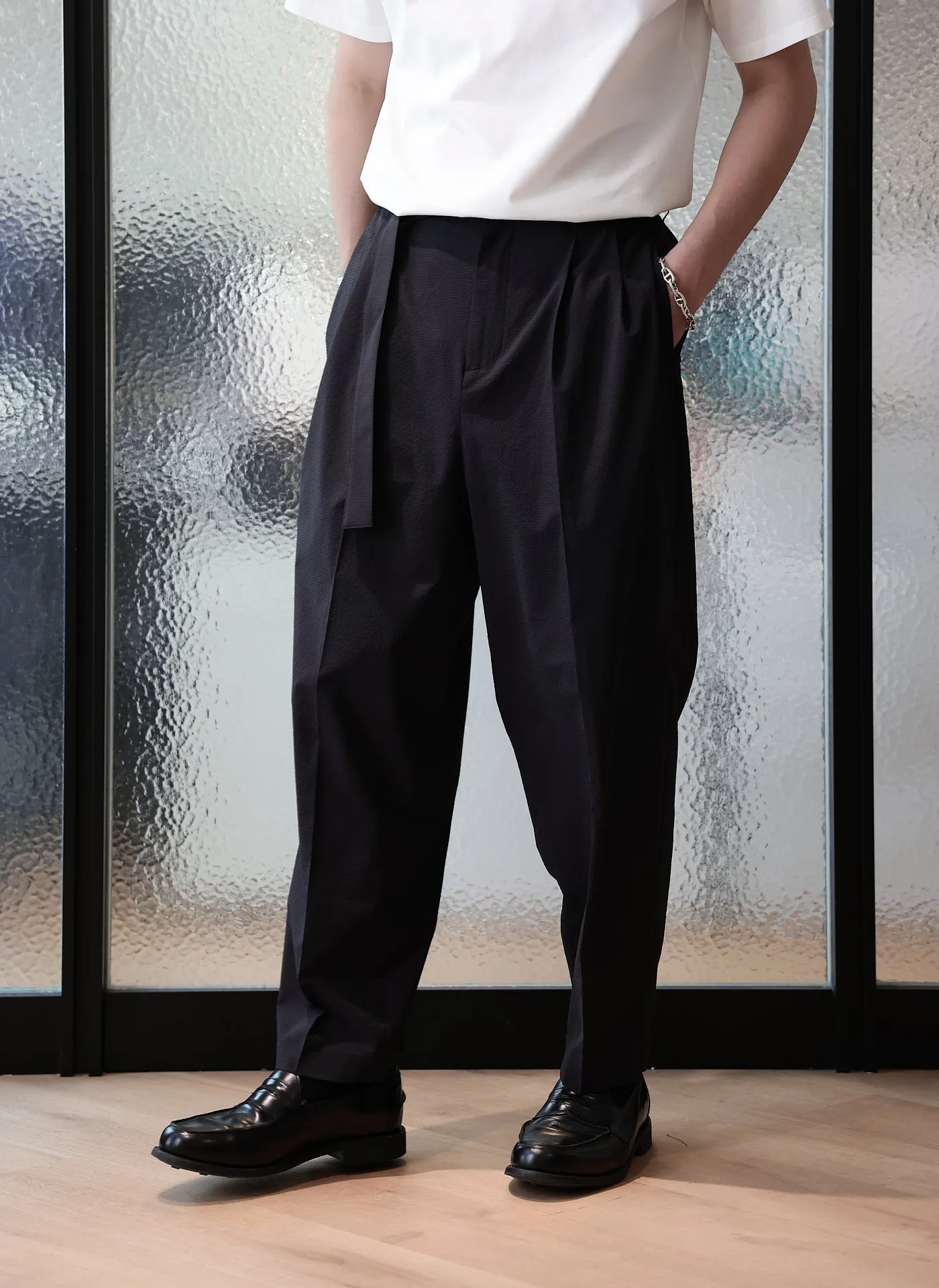 Polyester Wide Tapered Pants (P-12)