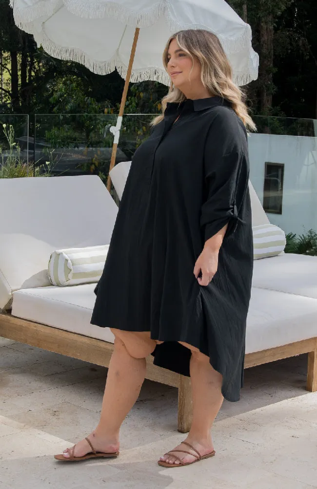 PQ Collection Loloma Shirt Dress Black