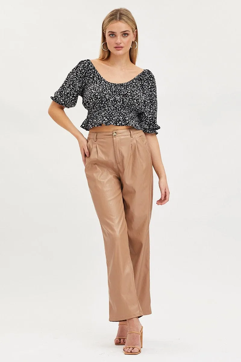 Print Crop Top Short Sleeve
