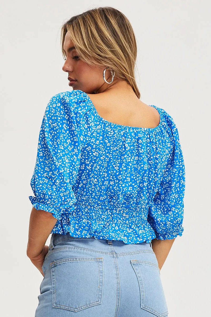 Print Crop Top Short Sleeve