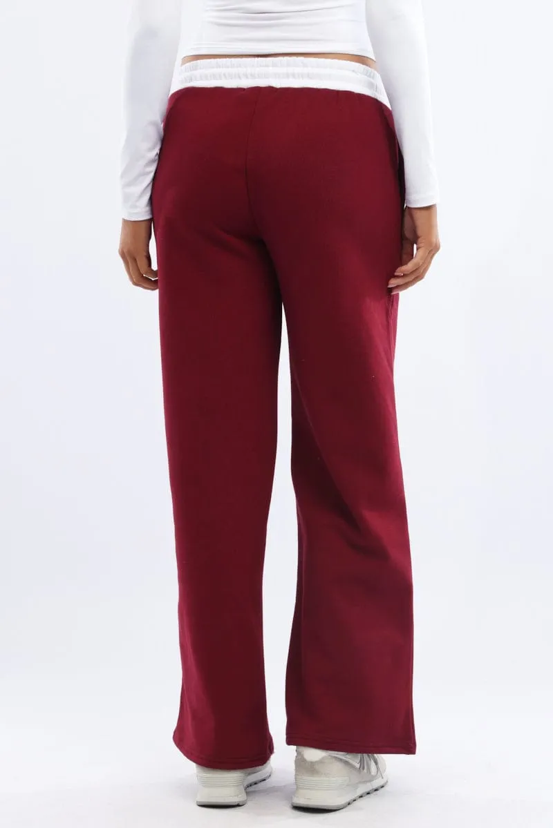 Red Track Pants Wide Leg