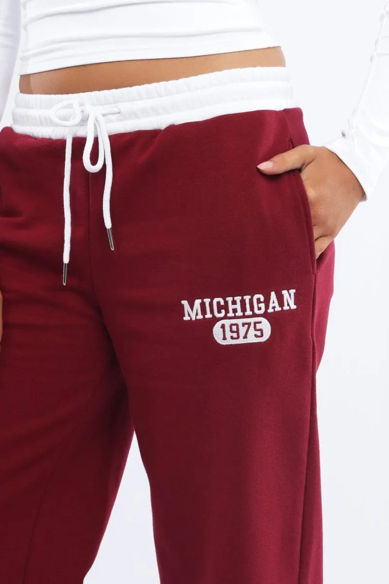 Red Track Pants Wide Leg
