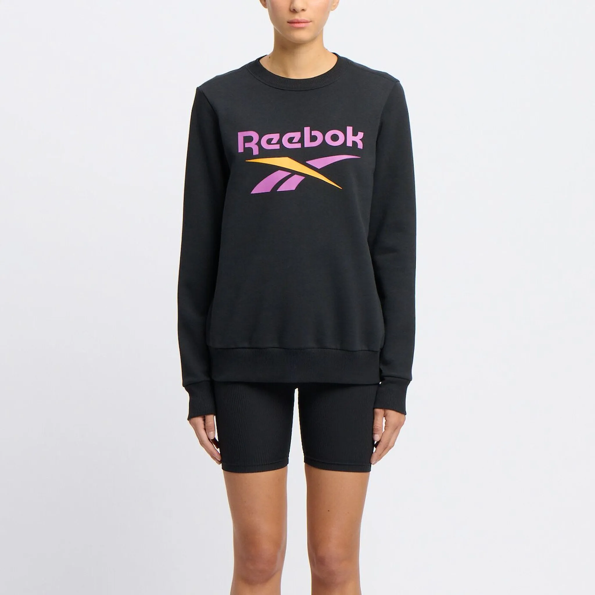 REEBOK WOMEN'S IDENTITY BIG LOGO BLACK SWEATSHIRT