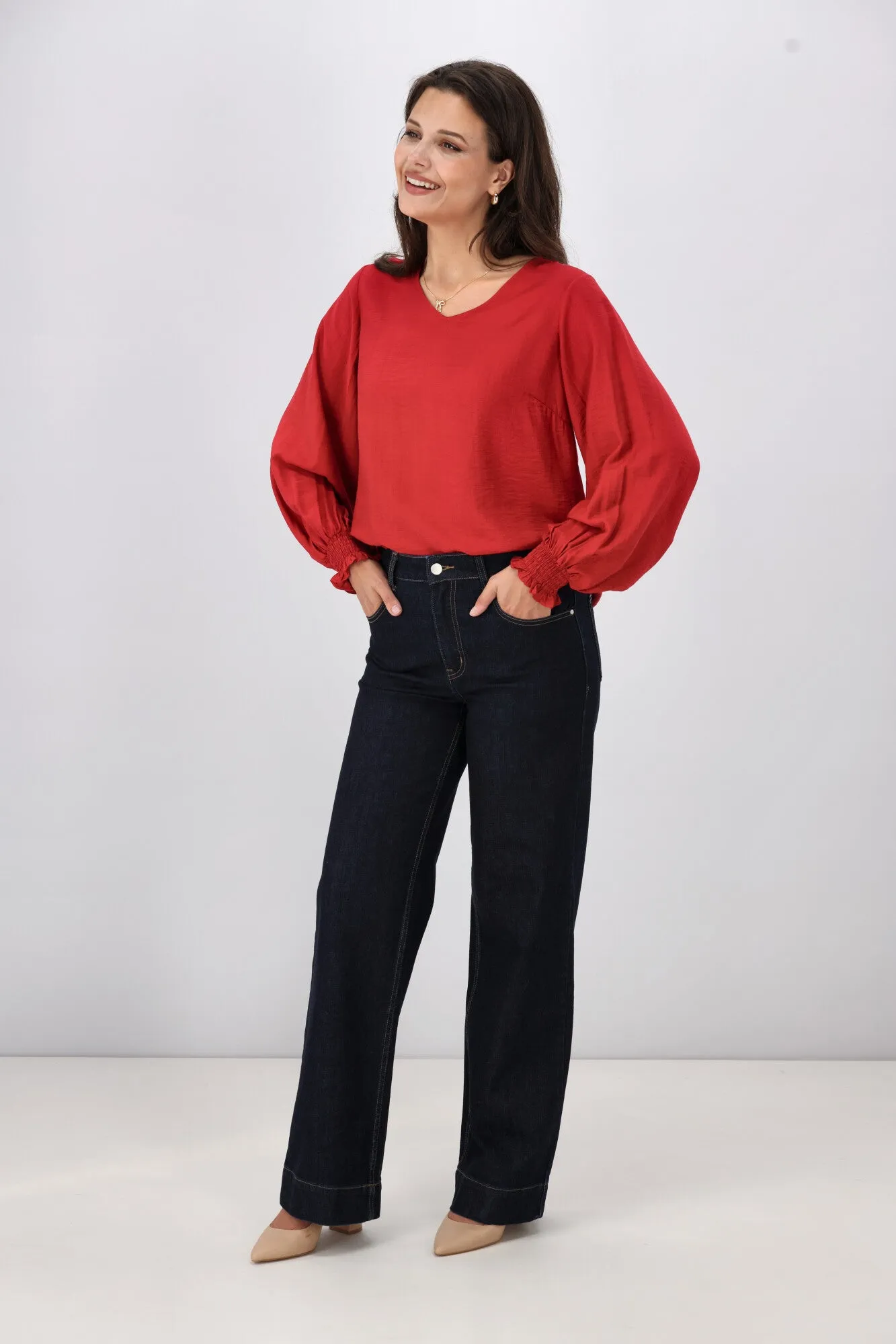 Shine On Label Austin Wide Leg Jean Dark Indigo