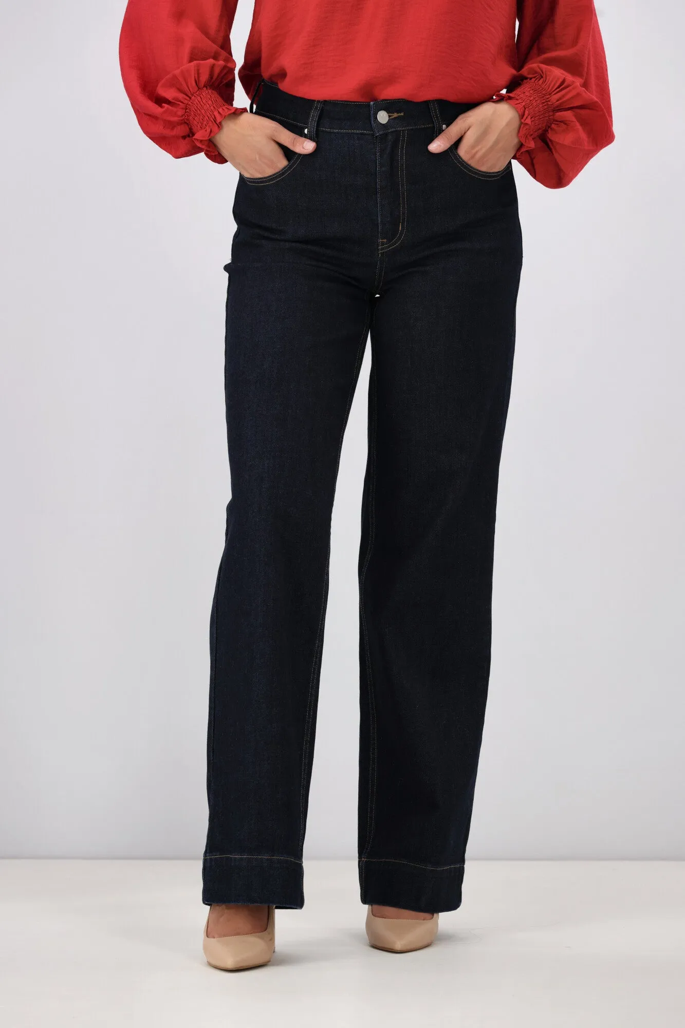 Shine On Label Austin Wide Leg Jean Dark Indigo