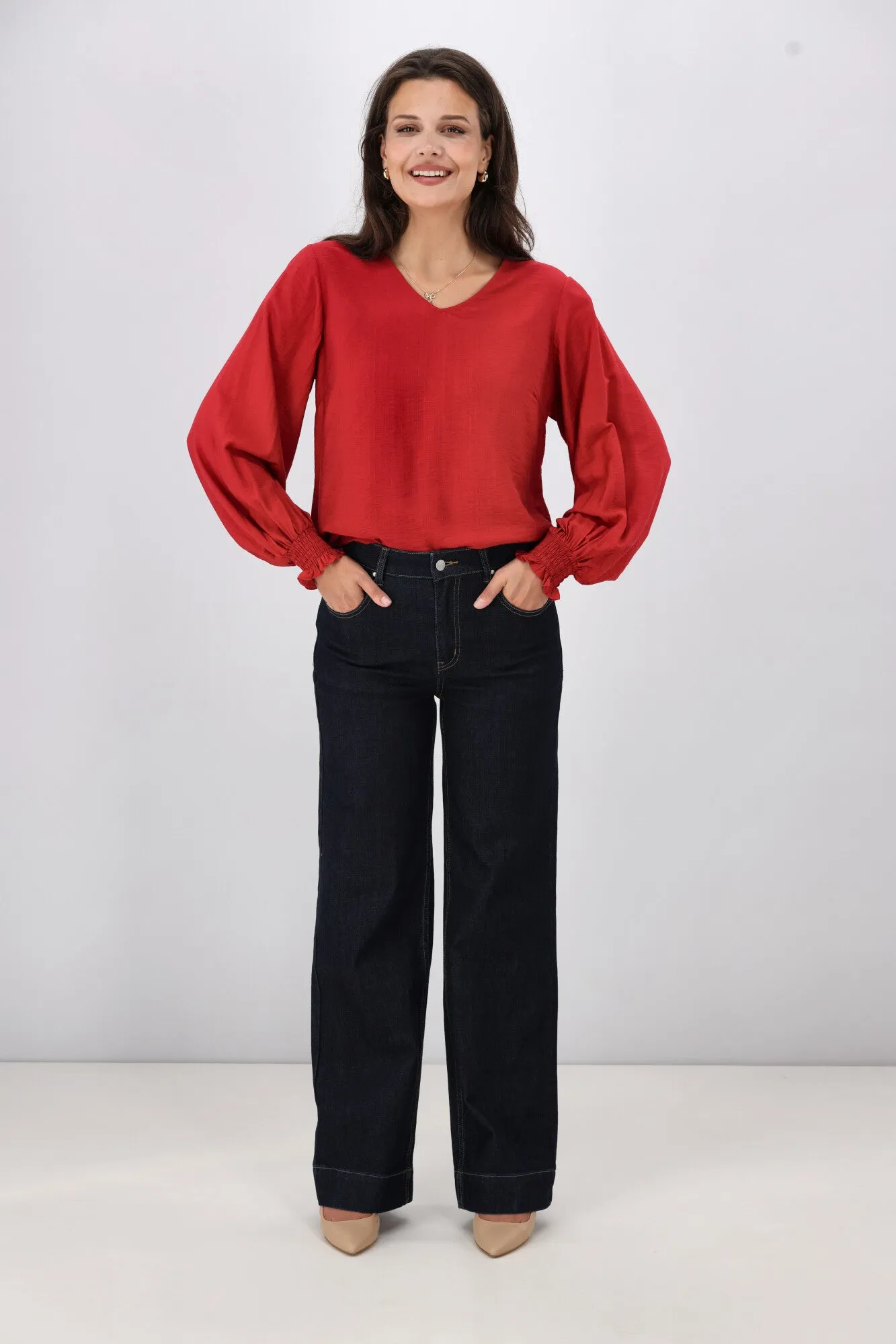 Shine On Label Austin Wide Leg Jean Dark Indigo