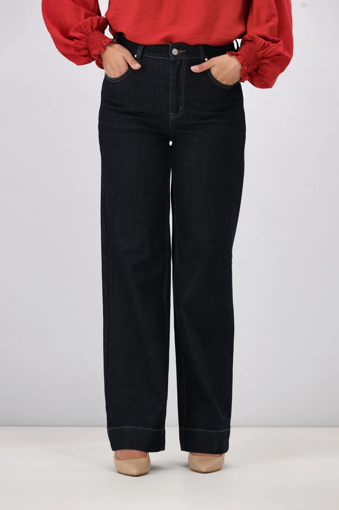 Shine On Label Austin Wide Leg Jean Dark Indigo