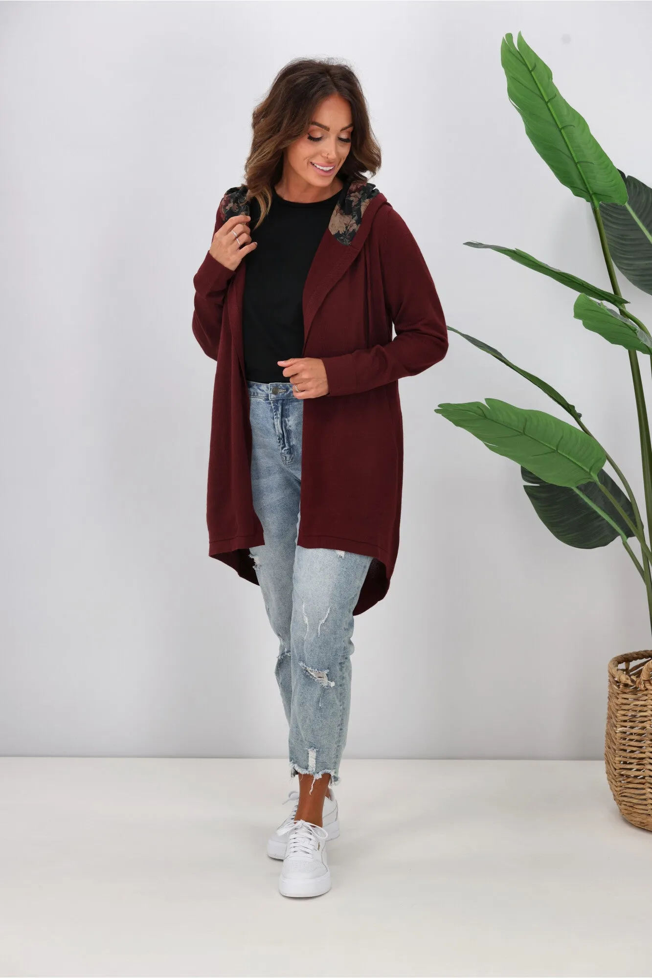 Shine On Label Big Dreams Merino Cardigan Merlot